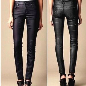 Size 24W Burberry Pilton Skinny Ankle Leggings Jeans Women's Brown Burgundy